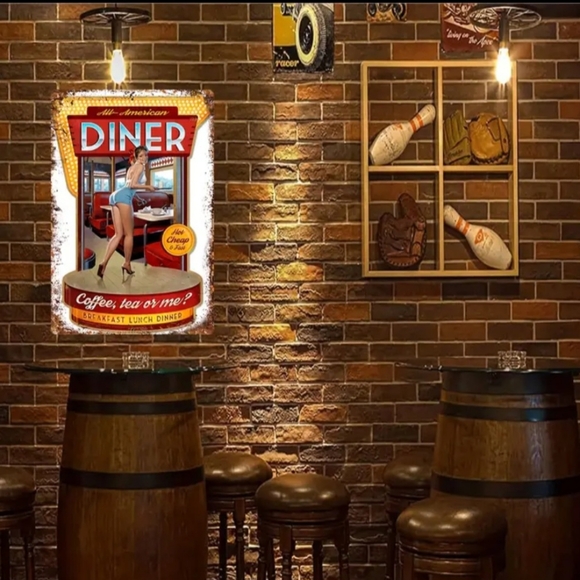 Coffee, Tea or Me Diner Decorative Tin Sign - Picture 4 of 7